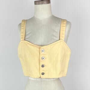 Factorie Yellow Denim Crop Top, Size M